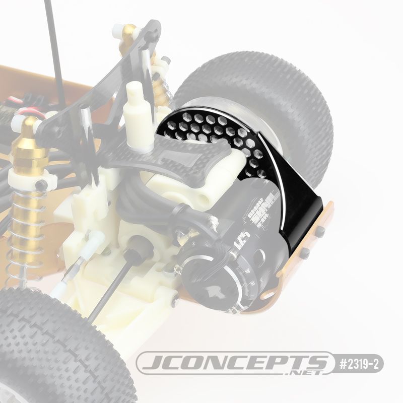 JConcepts RC10 aluminum rear motor plate - honeycomb - black