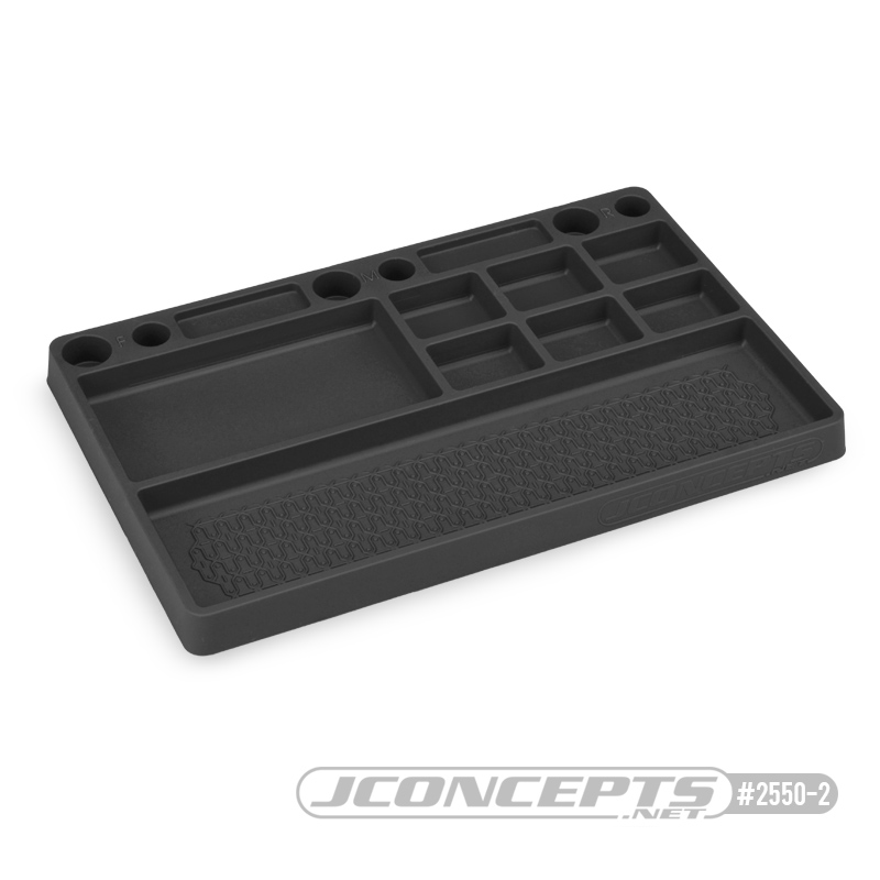 JConcepts Parts Tray, Rubber Material - Black Size: 181mm x 114mm x 12.5mm (7.125