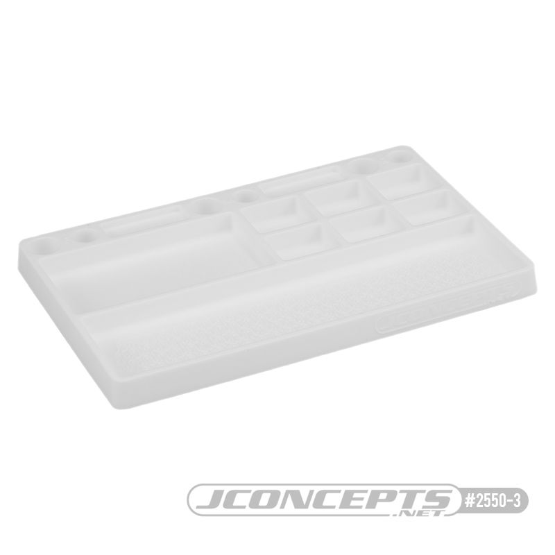 JConcepts Parts Tray, Rubber Material - White Size: 181mm x 114mm x 12.5mm (7.125