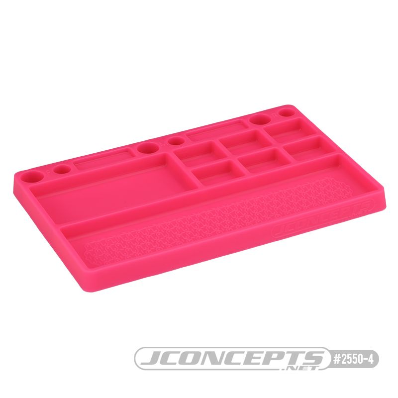 JConcepts Parts Tray, Rubber Material - Pink Size: 181mm x 114mm x 12.5mm (7.125