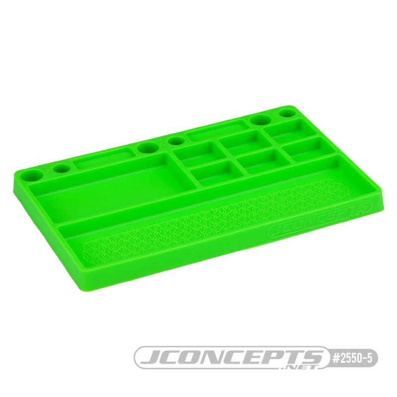 JConcepts Parts Tray, Rubber Material - Green Size: 181mm x 114mm x 12.5mm (7.125