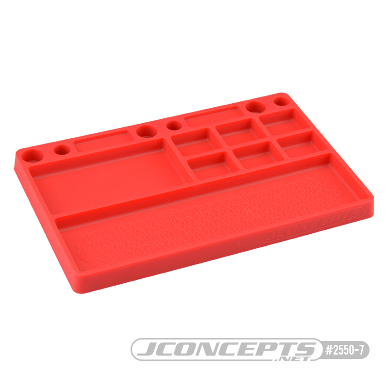 JConcepts Parts Tray, Rubber Material - Red Size: 181mm x 114mm x 12.5mm (7.125
