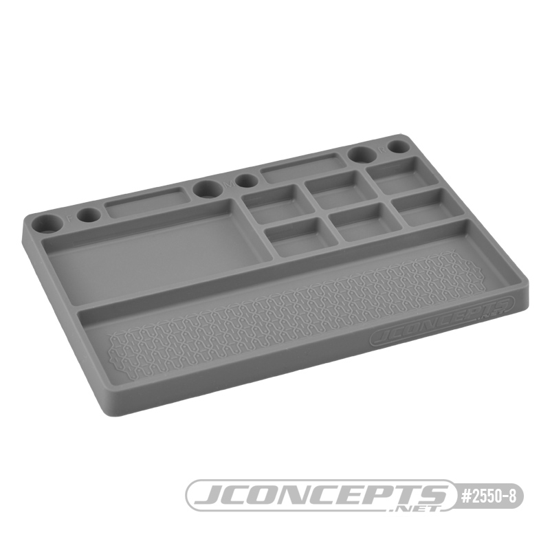 JConcepts Parts Tray, Rubber Material - Gray Size: 181mm x 114mm x 12.5mm (7.125