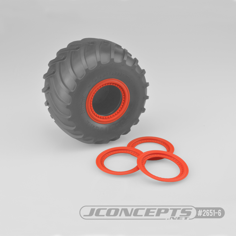 JConcepts Tribute wheel mock beadlock rings - orange - glue-on set, 4pc. (Fits - #3377 Tribute wheels)