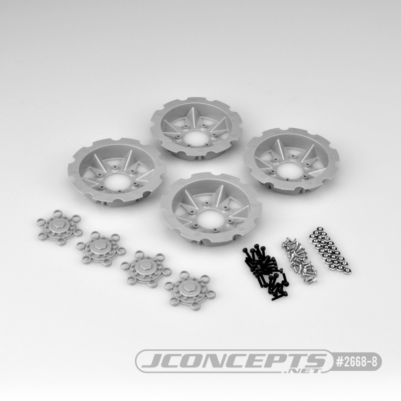 JConcepts Tracker wheel discs, 4pc - silver (Fits - #3379)