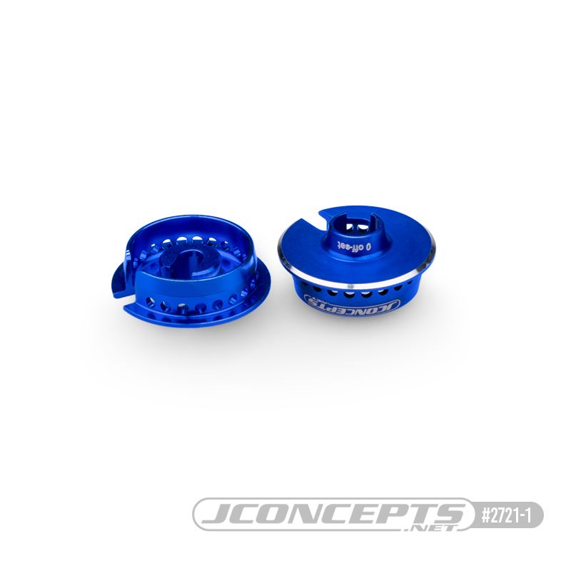 JConcepts Fin 13mm Spring Cup 0mm Off-Set Fits T/A Spring - Blue - Click Image to Close