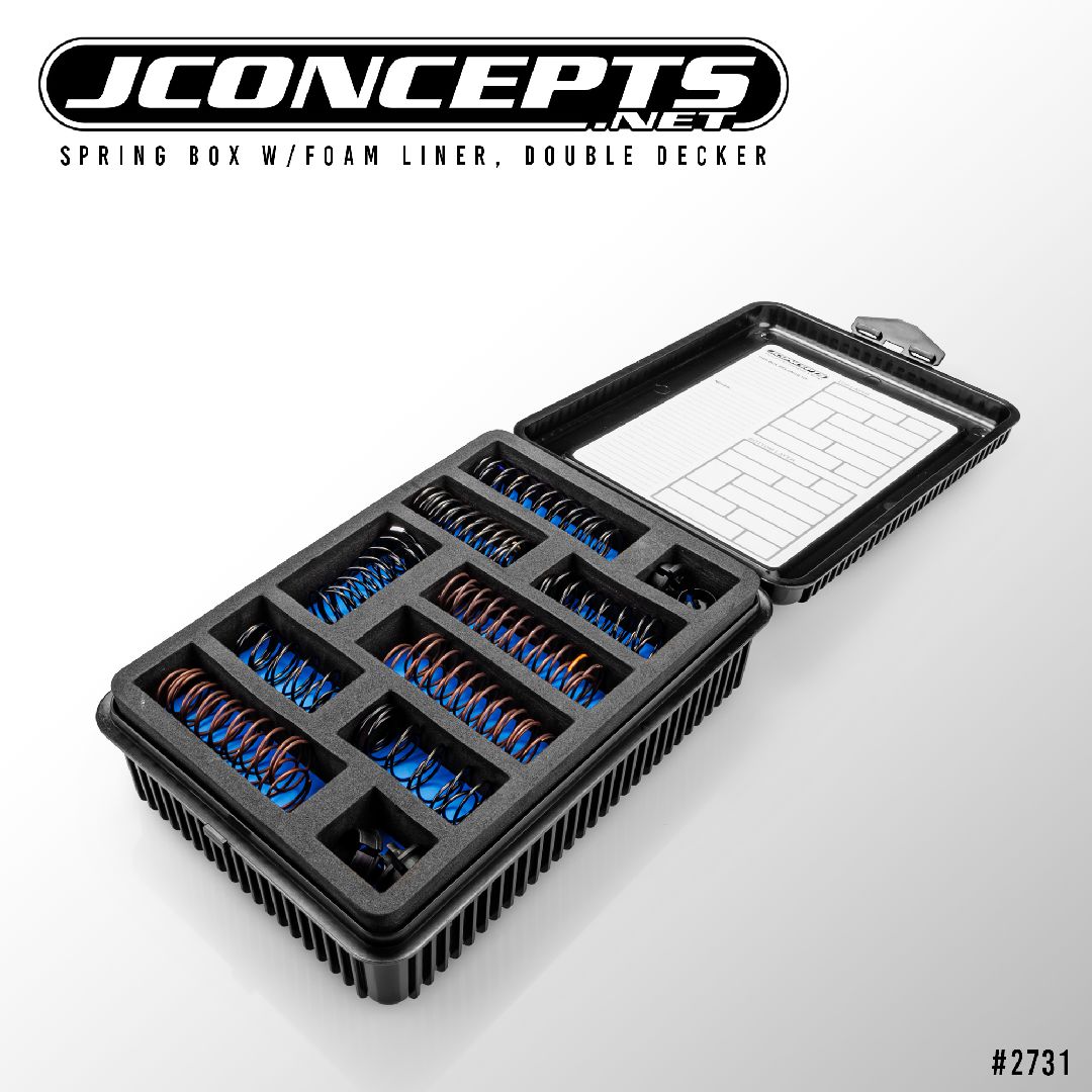 JConcepts Spring Box with Foam Liner (Double Decker w/Decal)-Blk