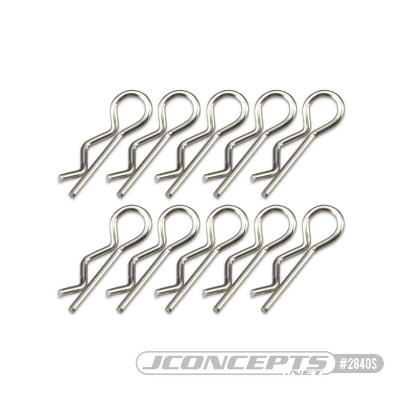 JConcepts compact / angled body clips, silver, 10pc - Click Image to Close