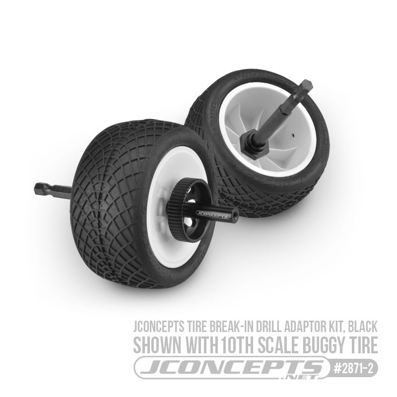 JConcepts tire break-in drill adaptor kit, black