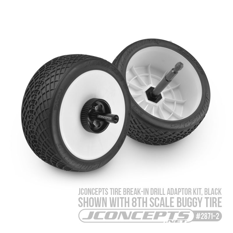 JConcepts tire break-in drill adaptor kit, black - Click Image to Close