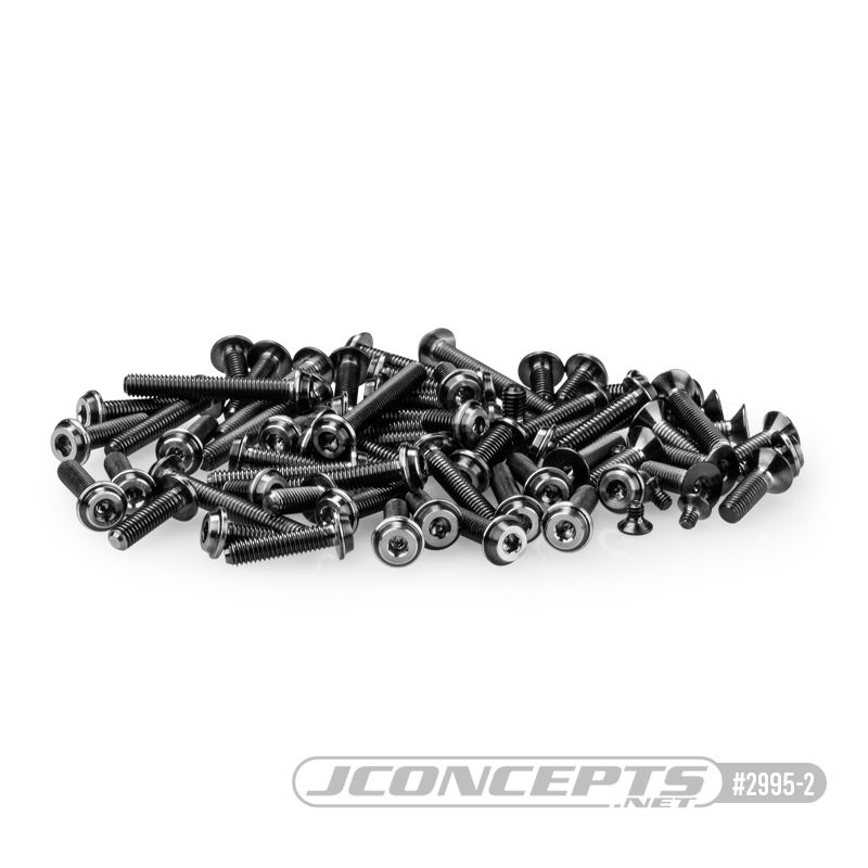 JConcepts - B6.4 Titanium Top Hat Screw Set, Upper (Black) - 67p - Click Image to Close