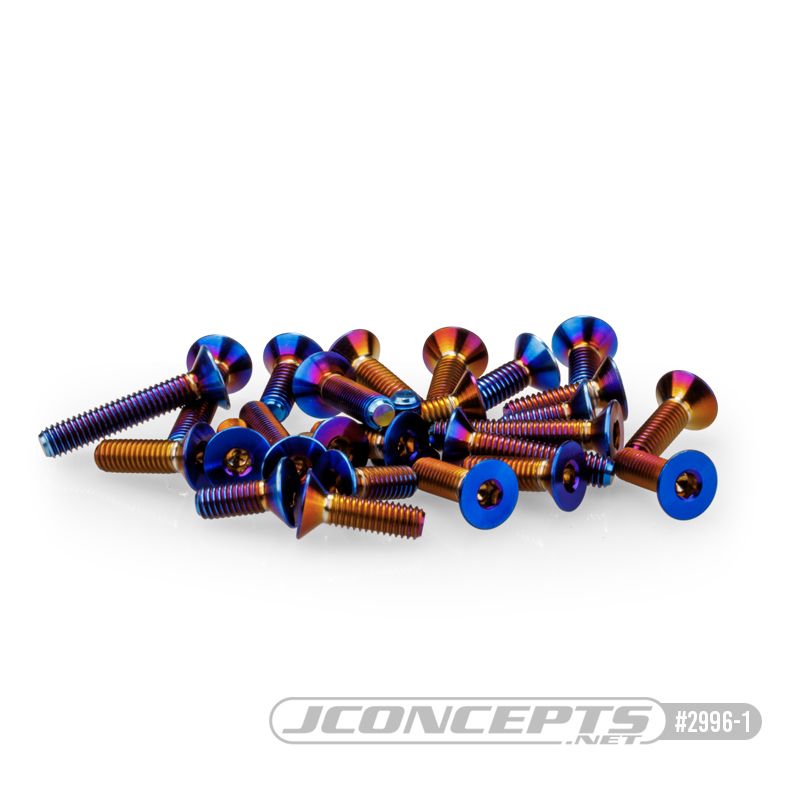 JConcepts - B6.4 Titanium Screw Set, Lower (Blue) - 26pc - Click Image to Close