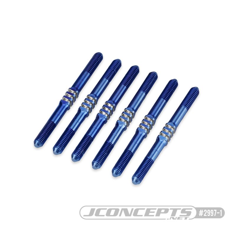 JConcepts - 3.5 x 46mm Fin Titanium Turnbuckle Set, Blue - 6pc (Fits Team Associated B6.4 With 3.5 Thread Ball Cups)