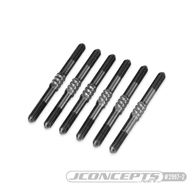 JConcepts - 3.5 x 46mm Fin Titanium Turnbuckle Set, Black - 6pc (Fits Team Associated B6.4 With 3.5 Thread Ball Cups)