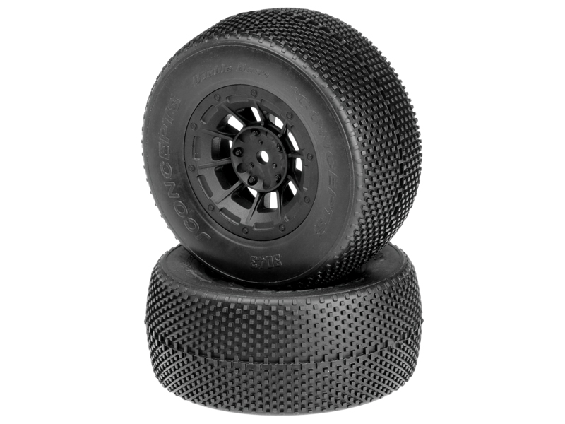 JConcepts Double Dees - green compound - black Hazard 12mm wheel - (SC10 RS, 4x4 pre-mounted)