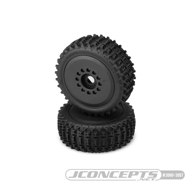 JConcepts Magma - yellow compound, pre-mounted on black #3395 wheels (12 & 17mm adaptors included)