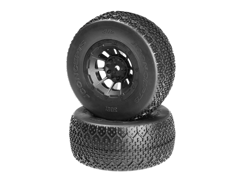 JConcepts 3Ds - green compound - black Hazard 12mm wheel - (Slash 2wd front pre-mounted)