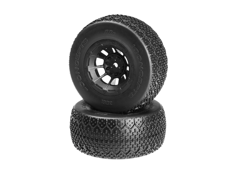 JConcepts 3Ds - green compound - black Hazard 12mm wheel - (Slash R, Slash 4x4 F-R pre-mounted)