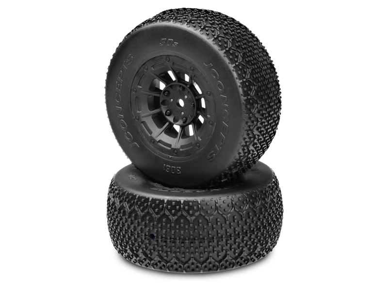 JConcepts 3Ds - green compound - black Hazard 12mm wheel - (SC10 RS, 4x4 pre-mounted)