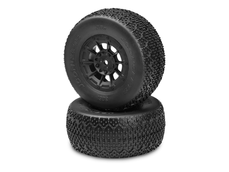 JConcepts 3Ds - green compound - black Hazard 12mm wheel - (Losi SCT-E, 22 SCT pre-mounted)