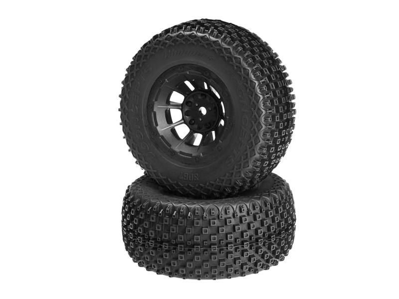 JConcepts Choppers - blue compound - black Hazard 12mm wheel - (Slash 2wd front pre-mounted)