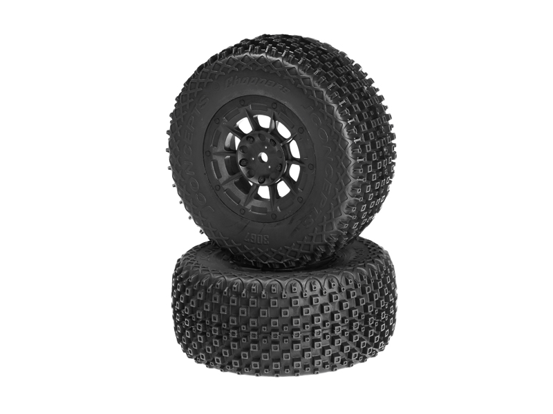 JConcepts Choppers - blue compound - black Hazard 12mm wheel - (Losi SCT-E, 22 SCT pre-mounted)