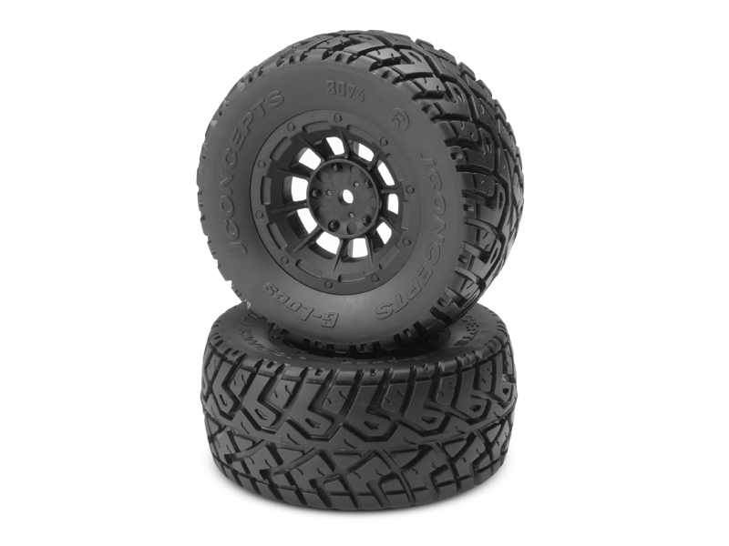 JConcepts G-Locs - yellow compound - black Hazard 12mm wheel - (Slash 2wd Rear, Slash 4x4 F-R pre-mounted)