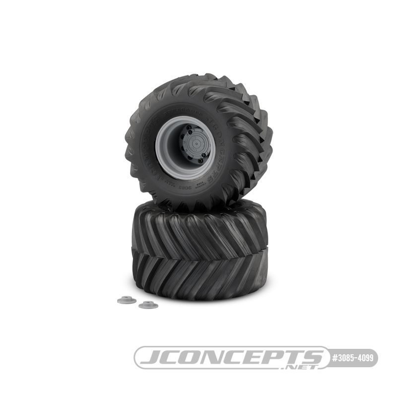 Jconcepts Renegades - yellow compound pre-mounted on silver #3414S wheels (Fits Traxxas Maxx & LMT)