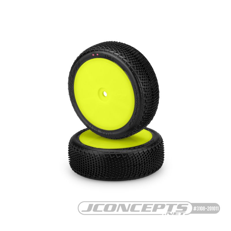 JConcepts Fuzz Bite LP 4wd Front Pink Compound Pre-mounted on 3353Y Wheels Fits - 1/10th Front 4wd Vehicles