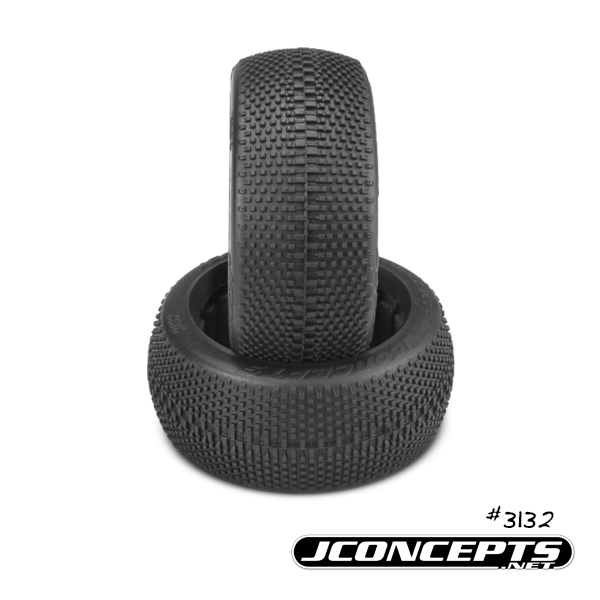JConcepts Triple Dees - red2 compound white wheel (premounted) (medium soft) (fits 38mm 1/8th buggy)