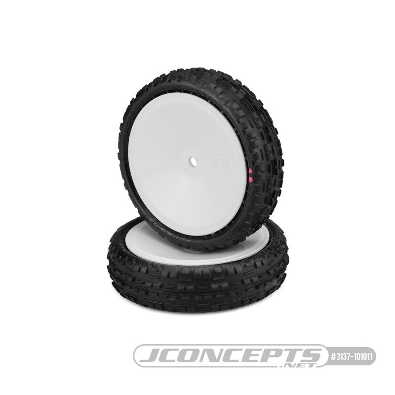 JConcepts Swaggers, pink compound - pre-mounted on 3376W wheels - Click Image to Close