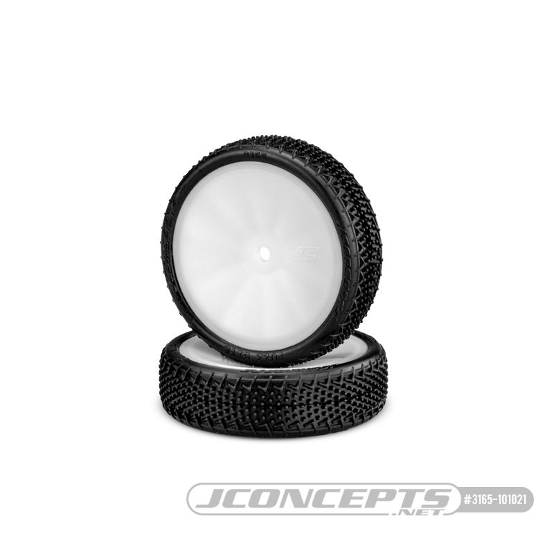 JConcepts Fuzz Bite LP 2wd Front - Pre-Mounted on 3376White Wheels Fits – 1/10th front 2wd vehicles