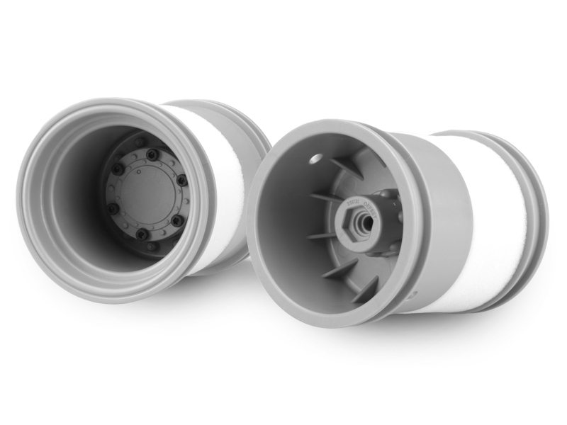 JConcepts 2.6in x 3.6in Monster Truck Wheel W/Adaptors (Silver) - Click Image to Close