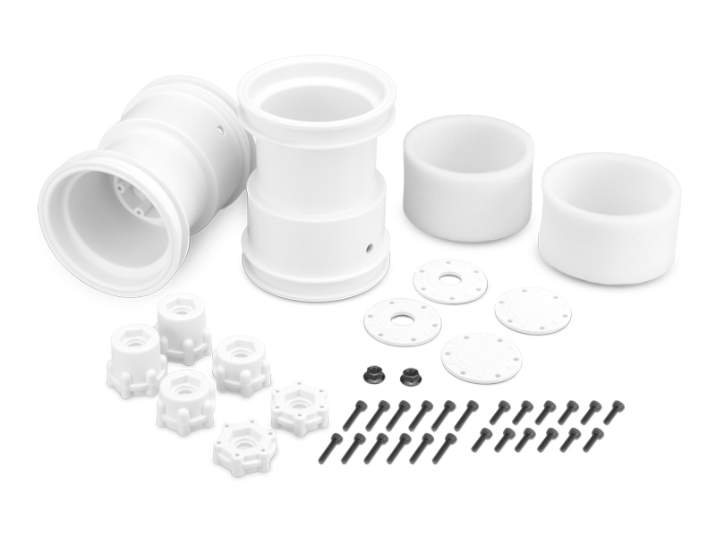 JConcepts 2.6in x 3.6in Monster Truck Wheel W/Adaptors (White)