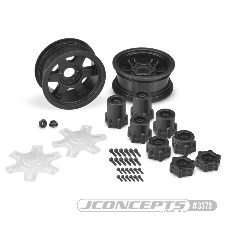 JConcepts Dragon 2.6" mega truck whl w/ adpts, discs (blk) (2) - Click Image to Close