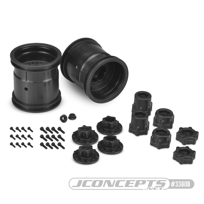 JConcepts Midwest 2.2" MT 12mm hex whl w/ adaptors (blk) (2)