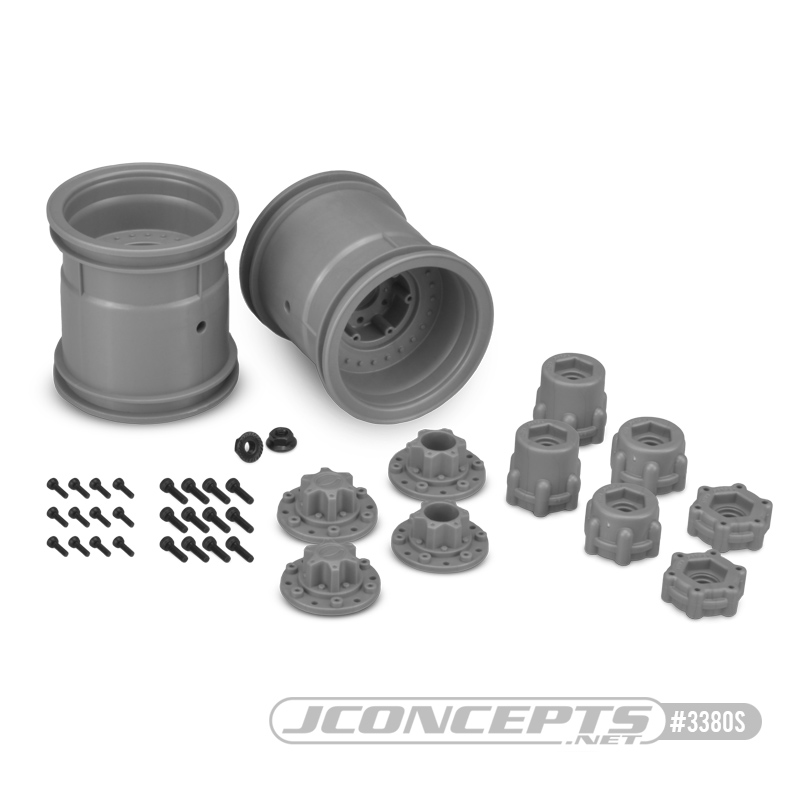 JConcepts Midwest 2.2" MT 12mm hex wheel w/ adaptors - (silver)