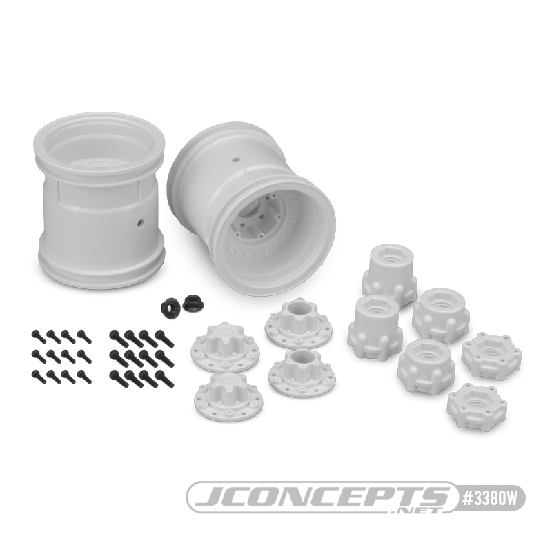 JConcepts Midwest 2.2" MT 12mm hex whl w/ adaptors (wht) (2) - Click Image to Close