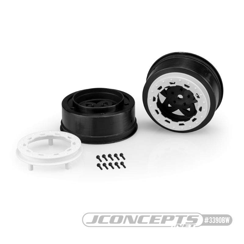 JConcepts Tremor, Slash narrow frt whl (blk whl / wht bdlk) (2) - Click Image to Close