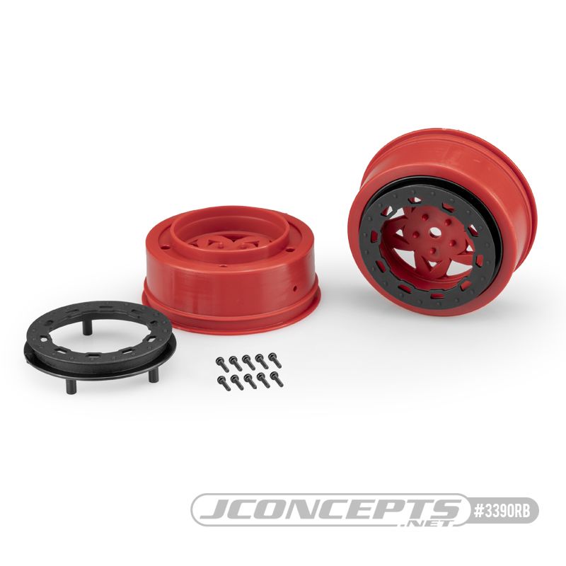 JConcepts Tremor, Slash narrow frt whl (red whl / blk bdlk) (2)