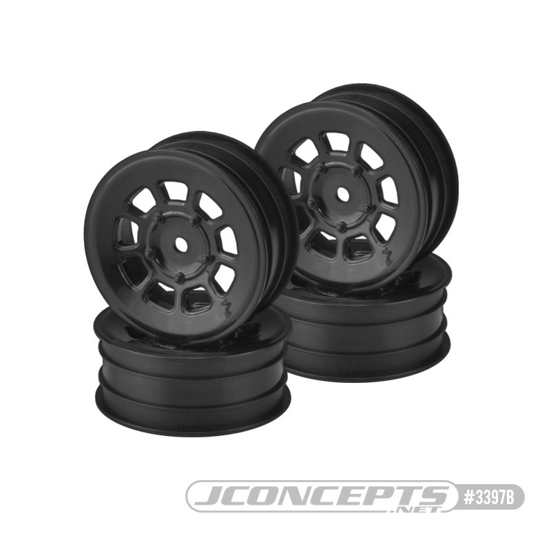 JConcepts 9 shot 2.2" front 2wd buggy wheel (4 pieces) - black - Click Image to Close