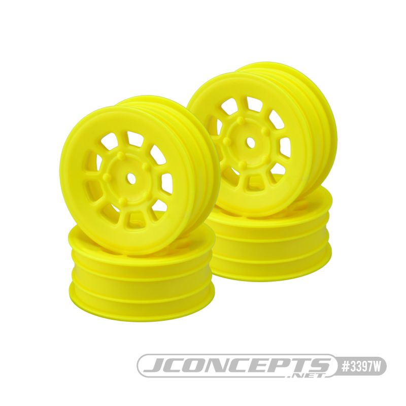 JConcepts 9 shot 2.2" front 2wd buggy wheel (4 pieces) - yellow