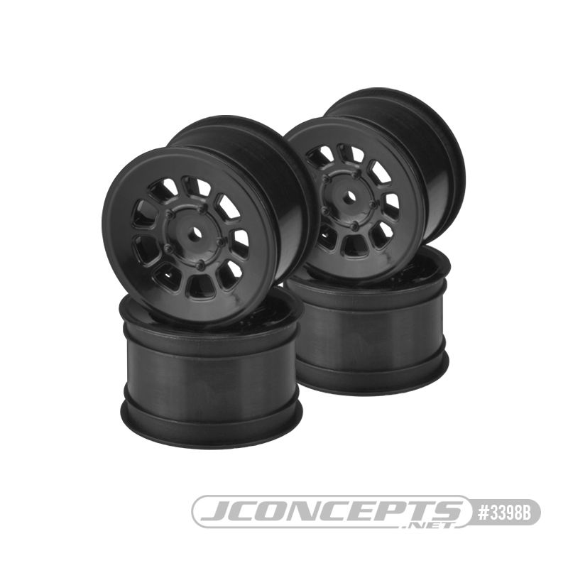 JConcepts 9 shot 2.2" rear 2wd buggy wheel (4 pieces) - black - Click Image to Close