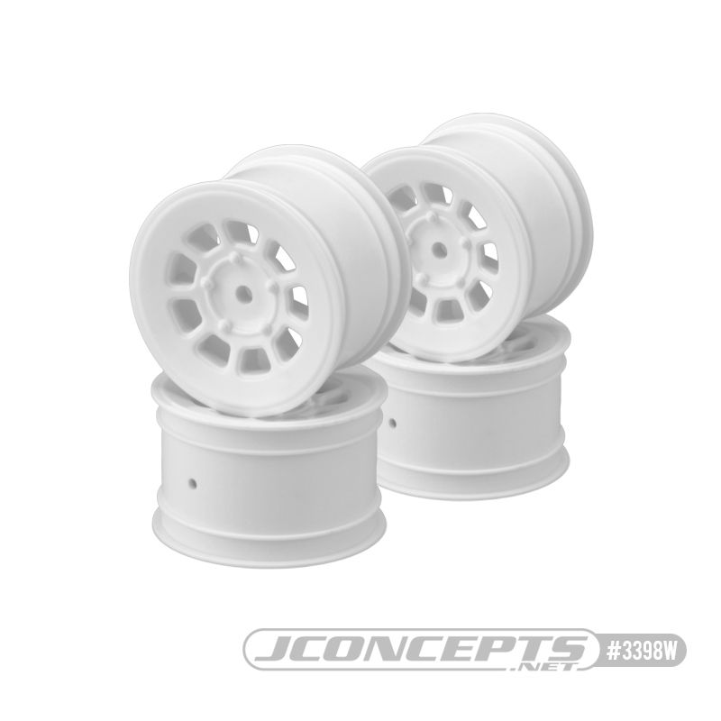 JConcepts 9 shot 2.2" rear 2wd buggy wheel (4 pieces) - white - Click Image to Close