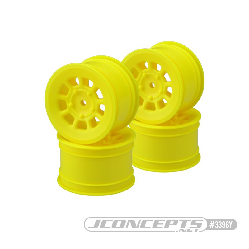 JConcepts 9 shot 2.2" rear 2wd buggy wheel (4 pieces) - yellow