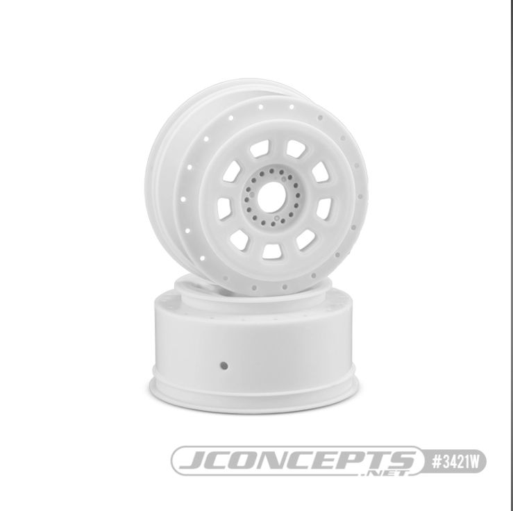 JConcepts 9-Shot 17mm Hex SCT Tire Wheel - White - 2pc Fits 1/8th Buggy To Dirt Oval With SCT Tires