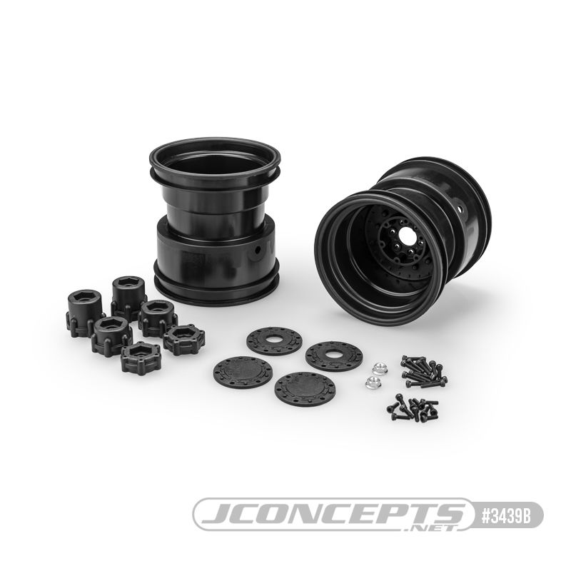 JConcepts - Tribute 73's - 3.2x3.6" Monster Truck Wheel, blk (2) - Click Image to Close