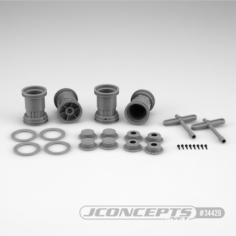 JConcepts Tribute - 1/24th Mini Monster Truck Wheel with Accessories (Gray) - 4 pc. (Fits â€