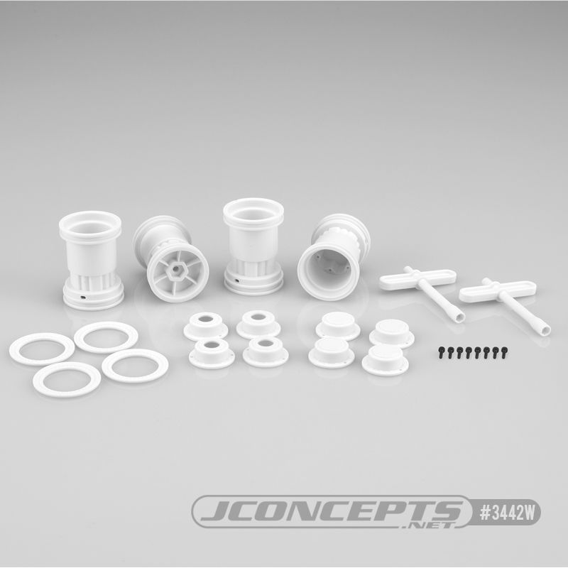JConcepts Tribute - 1/24th Mini Monster Truck Wheel with Accessories (White) - 4 pc. (Fits â€