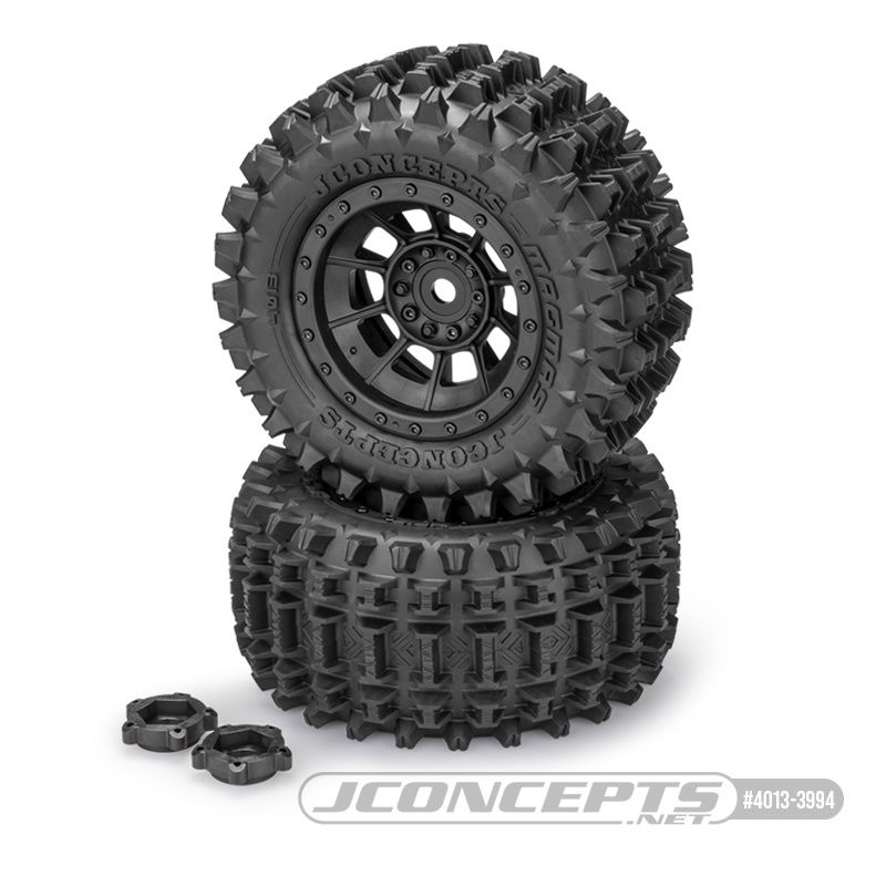 JConcepts Magmas - Platinum Compound - Pre-Mounted On #3425B JConcepts Wheels Fits Traxxas X-Maxx, XRT, and Arrma Kraton 8s